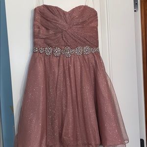 Sparkly pink with beaded belt mini dress